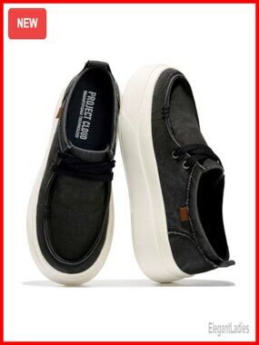 Canvas Platform Loafers Slip-On Women's Casual Boat Shoes Comfortable Sneakers